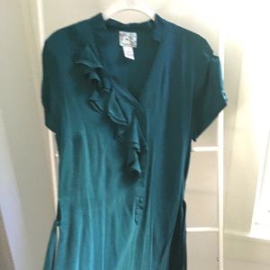 Anthropologie Silk Tunic Teal Sz8